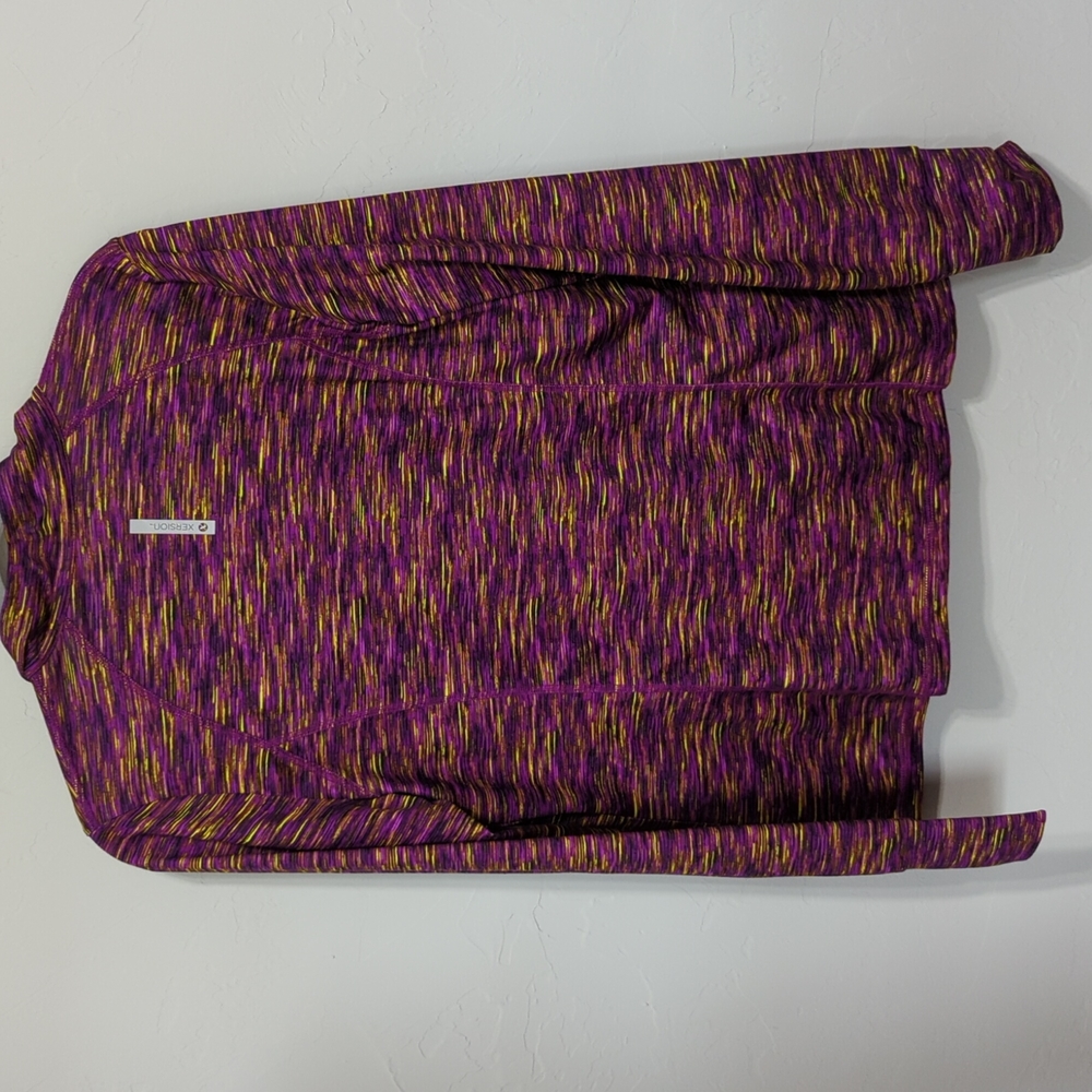 Xersion Multicolor Purple Space Dye Quarter Zip Athletic Pullover Top Size L